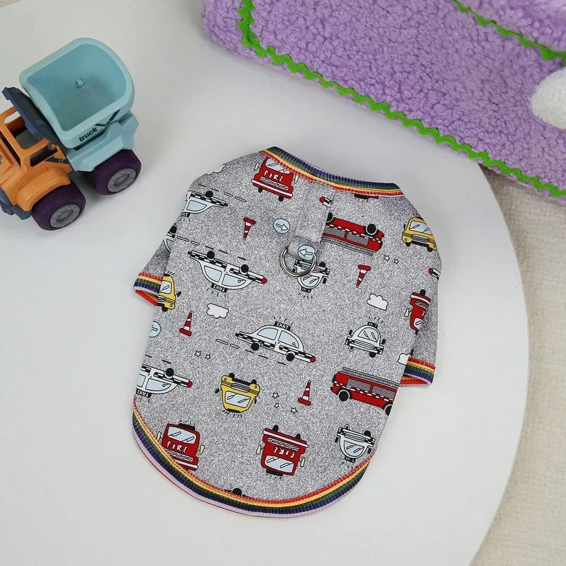 Cute Small Car Printed Hoodie Dog Clothes Christmas Puppy Coat Warm Clothes WinterJackets Teddy Casual Clothes Pet Supplies