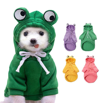 Warm Frog Design Cat Hoodie Sweatshirts with Hat - Basic Kitten Hoodie for Small, Medium and Large Kitten S M l XL XXL