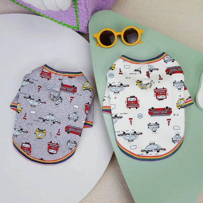 Cute Small Car Printed Hoodie Dog Clothes Christmas Puppy Coat Warm Clothes WinterJackets Teddy Casual Clothes Pet Supplies