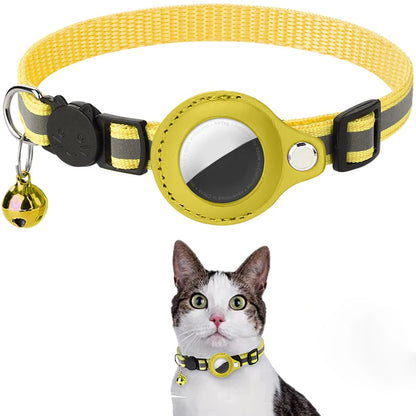 Anti-Lost Cat Collar for Airtag GPS Tracker Protective Case With Bell Reflective Cats Necklace Kitten Accesories Pet Products