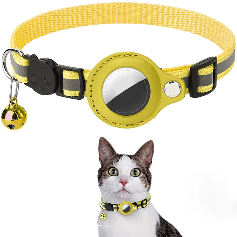 Anti-Lost Cat Collar for Airtag GPS Tracker Protective Case With Bell Reflective Cats Necklace Kitten Accesories Pet Products
