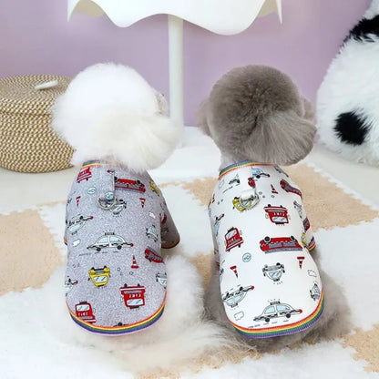 Cute Small Car Printed Hoodie Dog Clothes Christmas Puppy Coat Warm Clothes WinterJackets Teddy Casual Clothes Pet Supplies