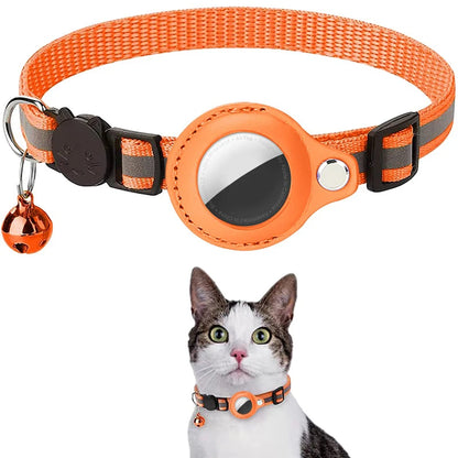 Anti-Lost Cat Collar for Airtag GPS Tracker Protective Case With Bell Reflective Cats Necklace Kitten Accesories Pet Products