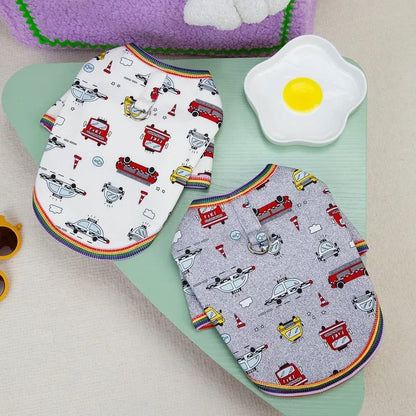 Cute Small Car Printed Hoodie Dog Clothes Christmas Puppy Coat Warm Clothes WinterJackets Teddy Casual Clothes Pet Supplies