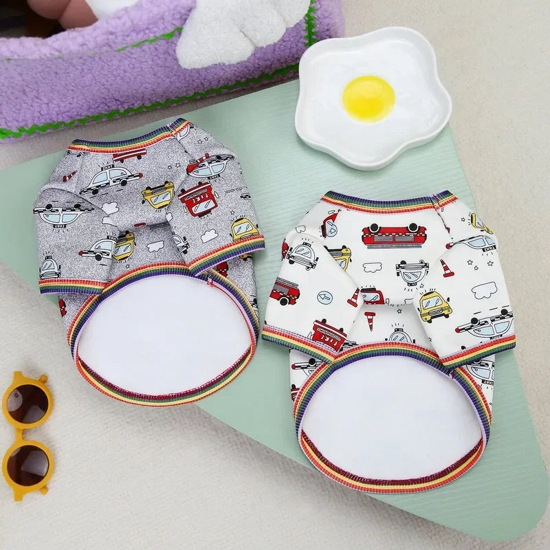 Cute Small Car Printed Hoodie Dog Clothes Christmas Puppy Coat Warm Clothes WinterJackets Teddy Casual Clothes Pet Supplies