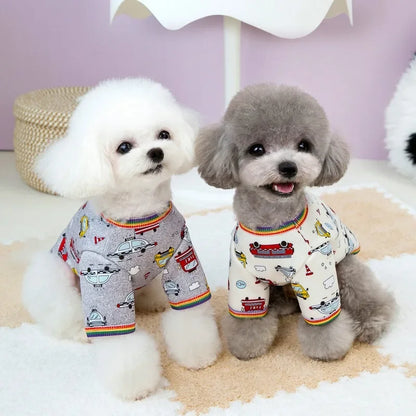 Cute Small Car Printed Hoodie Dog Clothes Christmas Puppy Coat Warm Clothes WinterJackets Teddy Casual Clothes Pet Supplies
