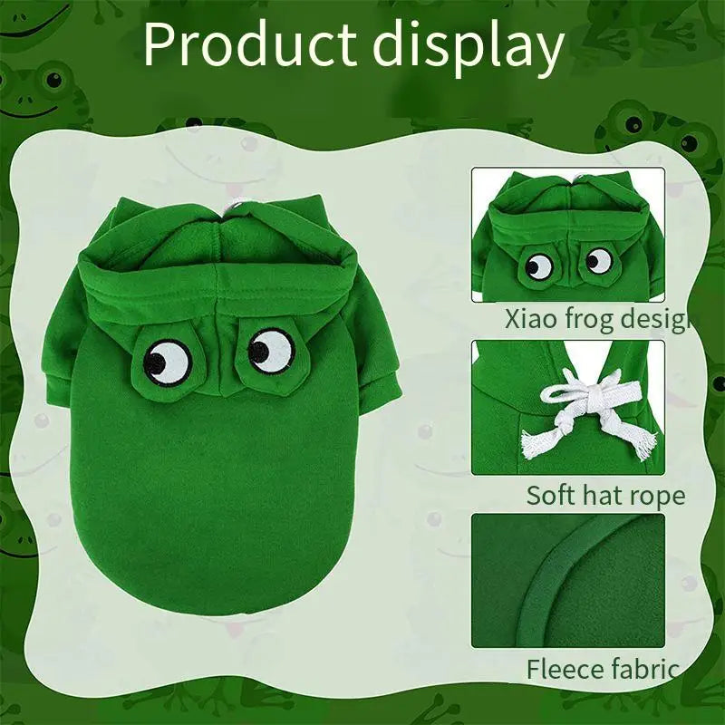 Warm Frog Design Cat Hoodie Sweatshirts with Hat - Basic Kitten Hoodie for Small, Medium and Large Kitten S M l XL XXL