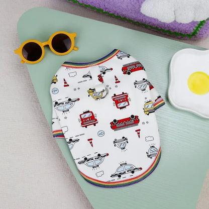 Cute Small Car Printed Hoodie Dog Clothes Christmas Puppy Coat Warm Clothes WinterJackets Teddy Casual Clothes Pet Supplies